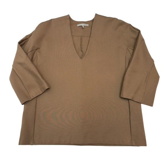 Oak + Fort Beige V-Neck 3/4 Sleeve Top Size S - Picture 1 of 12